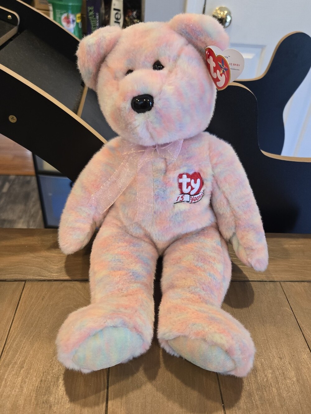 Ty Buddies Celebrate Pastel Pink Blue 15th Anniversary Plush Bear Vintage 01 New